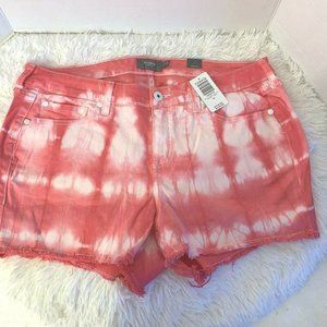 Torrid Shorts Shortie Frayed Hem Stretch Mid Rise Pink White Tie Dye Plus16 NWT